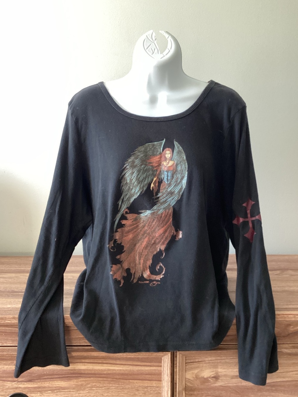 Y2K VTG FINE Hot Topic Glitter Trick Fairy Dark Eclipse Whimsy Goth Emo Shirt XL - Picture 8 of 8